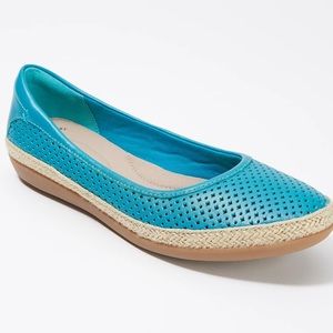 Clarks Collection Leather Espadrilles - Danelly Adira Turquoise/Teal flats